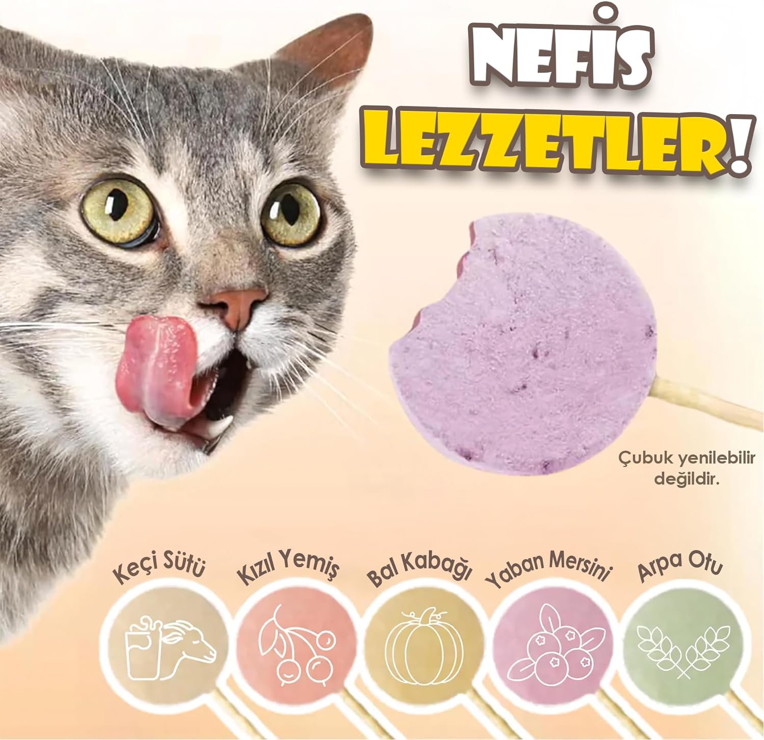 Kediler için Karışık Lezzetli Lolipop 15x1.4G