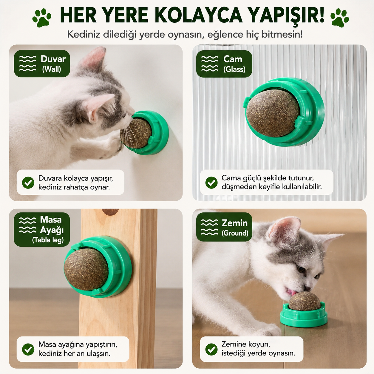 Kedi Nanesi Duvar Topu – Kedinizi Eğlendirin ve Stresini Azaltın 😻