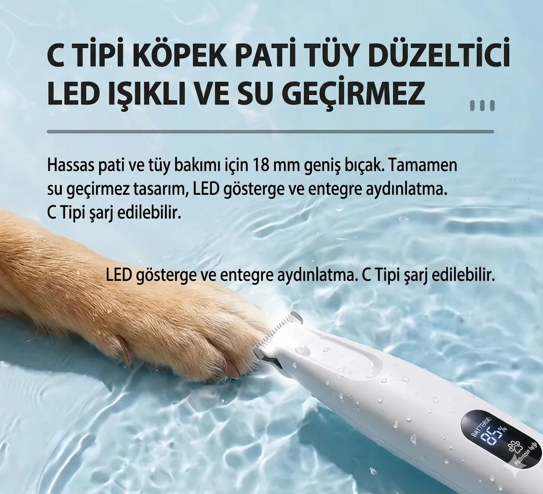 BlueToy LED Işıklı Evcil Hayvan Tüy Kesme Makinesi