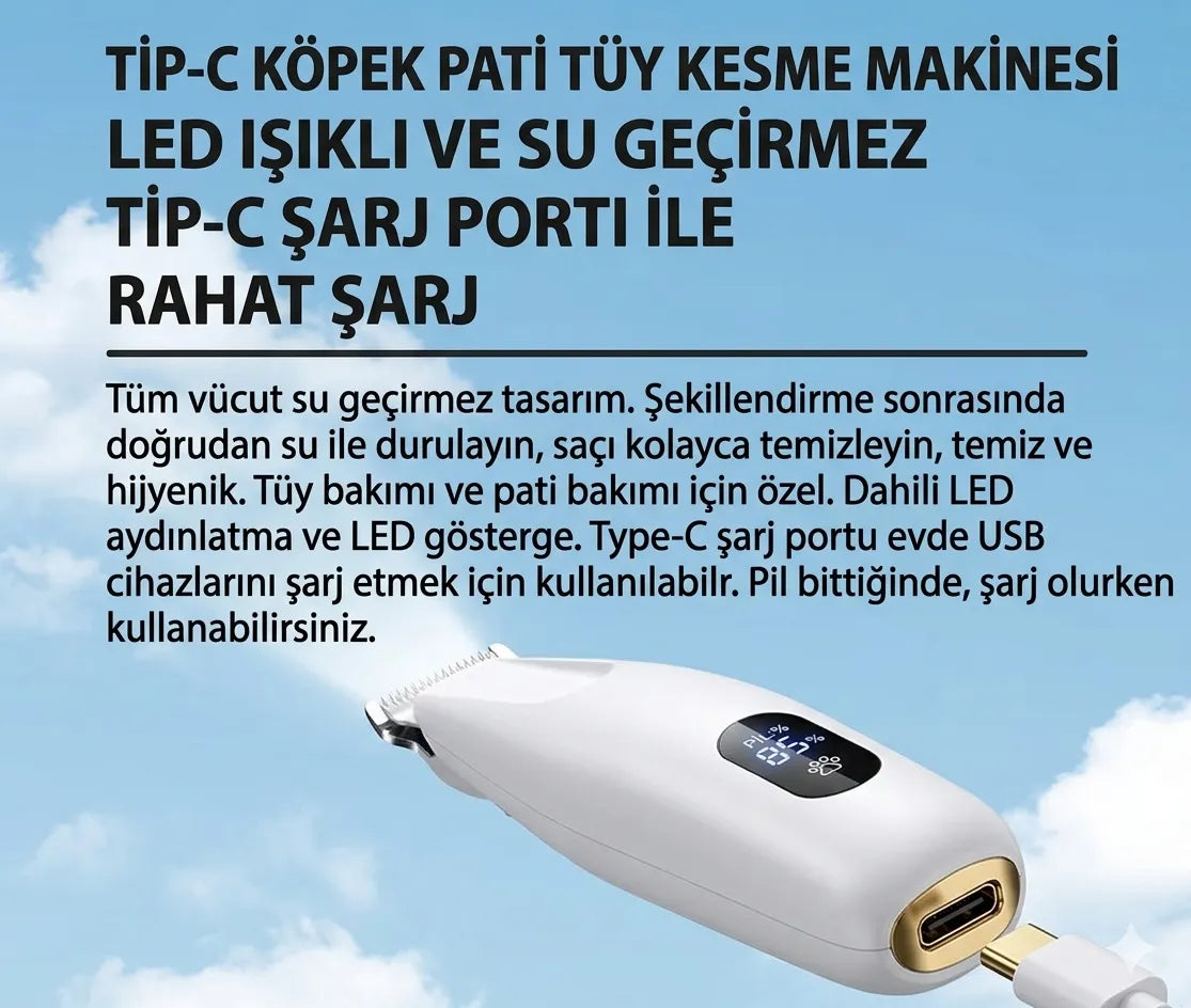 BlueToy LED Işıklı Evcil Hayvan Tüy Kesme Makinesi