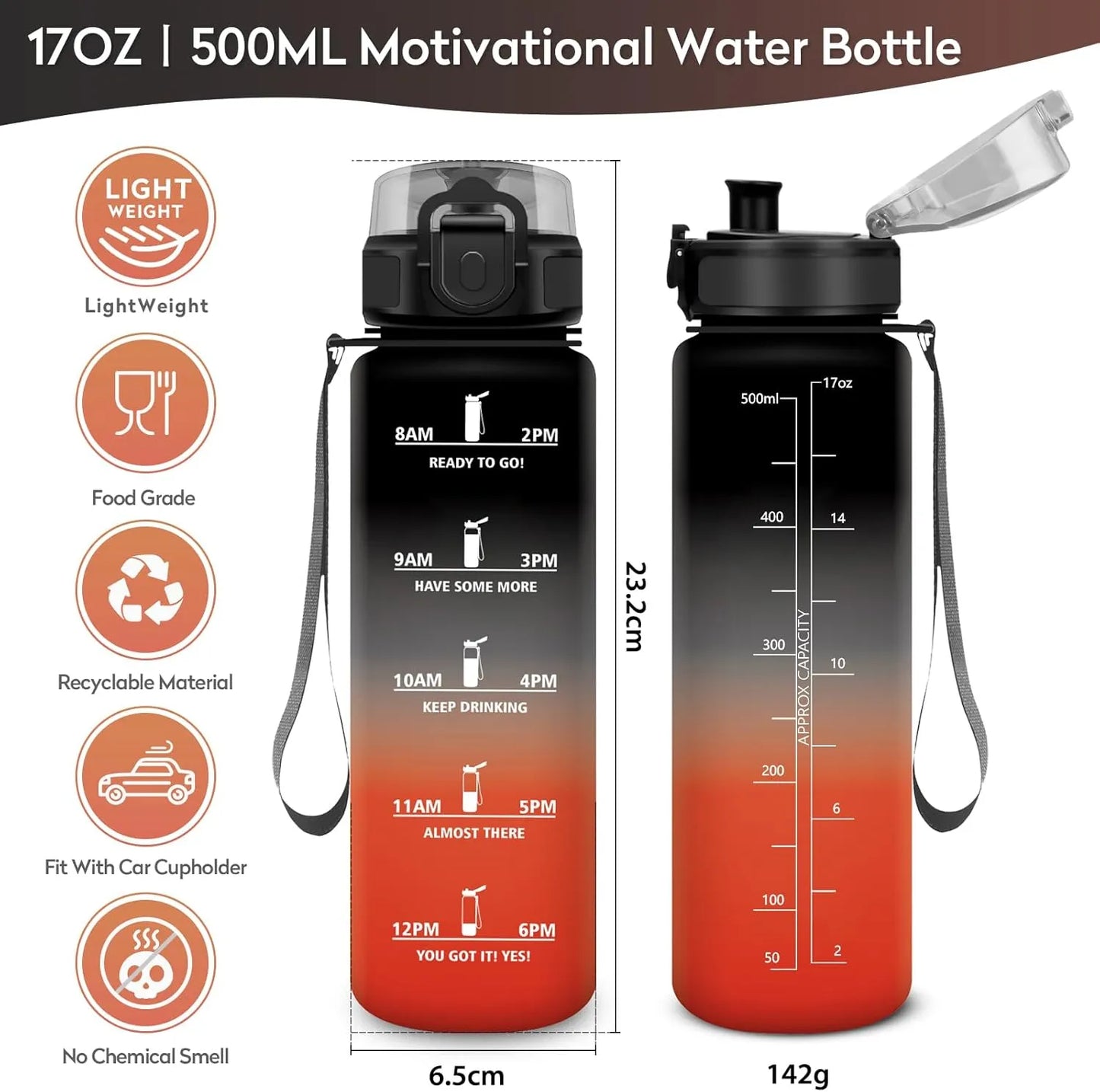 BlueToy Motivational Water Bottle – Stay Hydrated